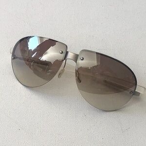 Prada Mirror Silver Clear Lens Aviator Sunglasses